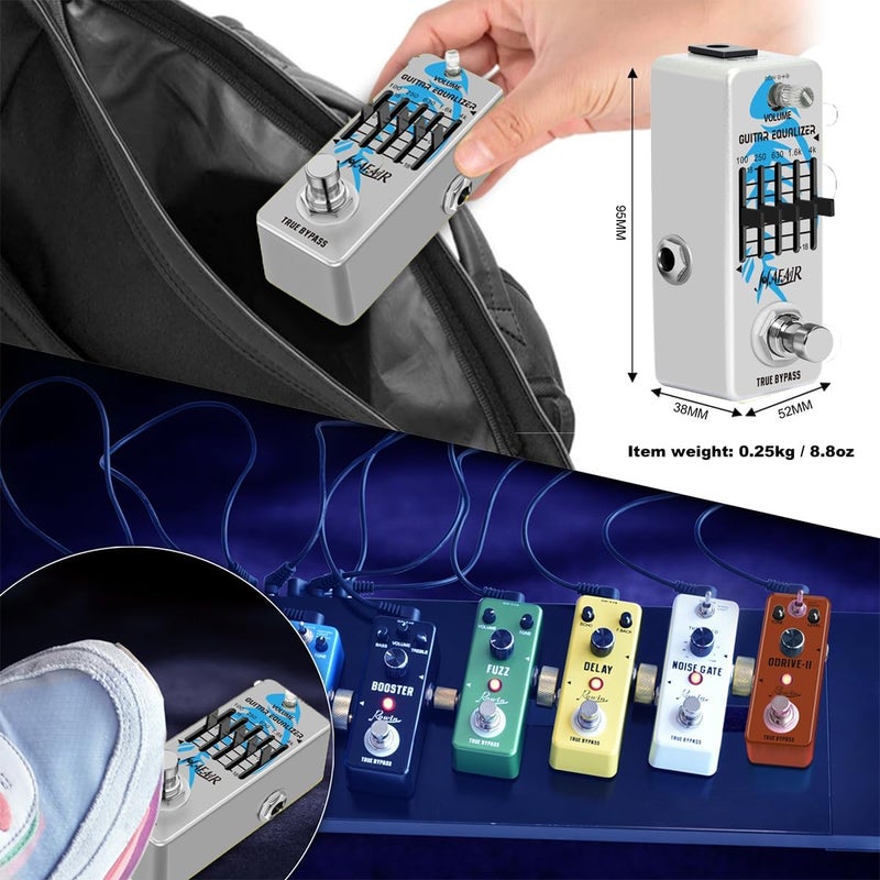 Hafair Guitar EQ Pedal, 5 Band Equalizer Effect Pedal(100Hz, 250Hz, 630Hz,1.6kHz, 4kHz±18dB) for Guitar Beginner Study, True Bypass - Image 3